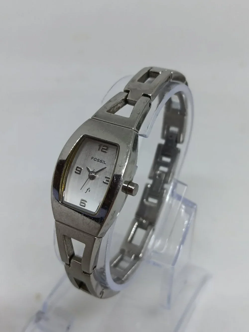 VINTAGE 2000s Fossil f2 ES-9381 Women's 17 x 25mm Stainless Steel Tonneau Watch
